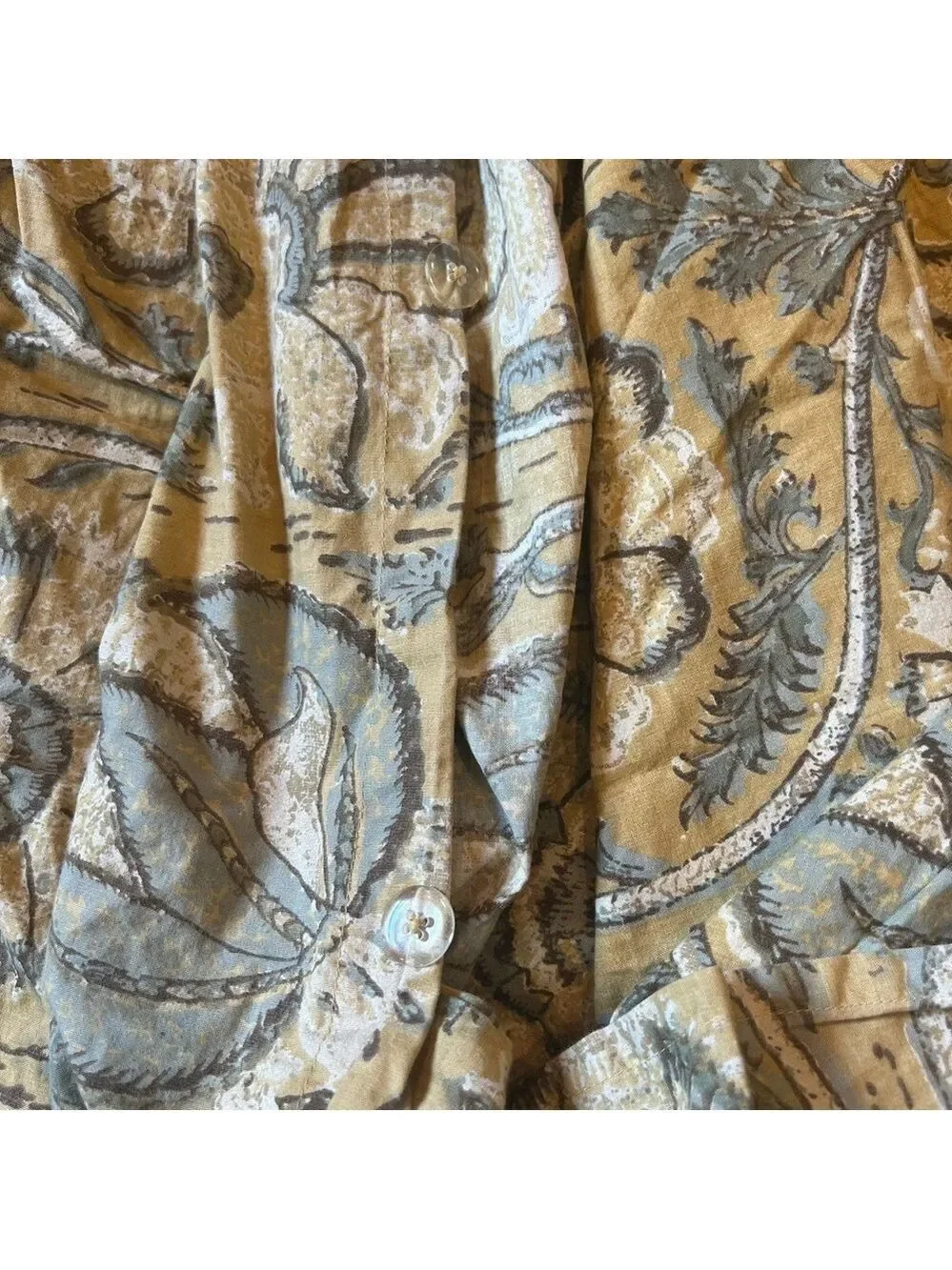 Pottery Barn Duvet Cover Penelope Kalamkari Floral Gold Full/Queen 100% Cotton
